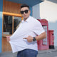 High -elastic business positive dress long -sleeved shirt loose fat, fat, increase the code to free the coating short -sleeved white shirt man

