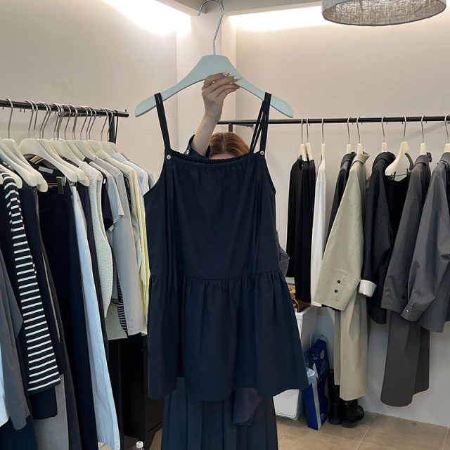 Thirteen women's clothing 2025 spring new Korean layered suspender vest women's temperament layered sleeveless skirt shirt