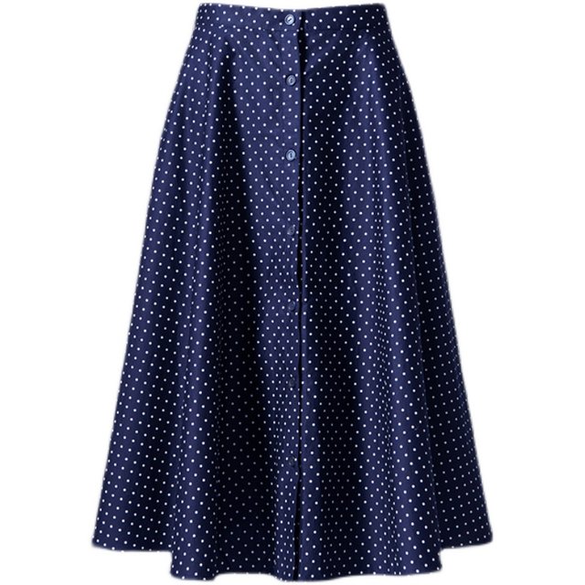 New summer Japanese sweet polka dot skirt A-line pocket versatile high waist mid-length umbrella skirt women's skirt
