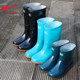 Pull-back rain boots for women, short-tube rain boots, medium-high waterproof shoe covers, ribbed soles, non-slip and wear-resistant adult rubber shoes and water boots