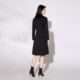 BBLLUUEE pink blue wardrobe stand collar elegant pleated dress women 2024 early spring new ol waist knitted skirt