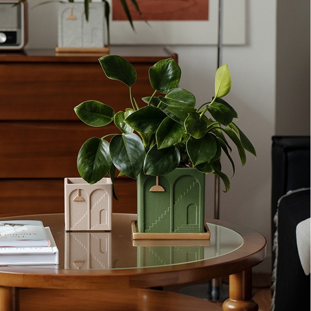 Cement flower pot simple creative personality green plants potted green ivy square medieval style creative flower pot Wasabi style flower pot