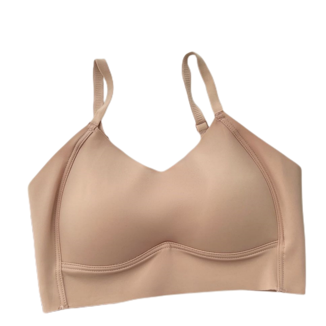 Large size large breasts show small beauty with back wrapped chest thin shoulder straps fixed cup large chest shockproof bra exercise without traces and great elasticity