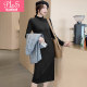 Spring and Autumn New Korean version of half-high neck pure white loose long sleeve base dress solid color casual women's shirt