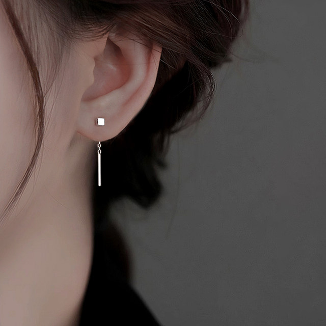 Miss Z 999 foot silver sugar cube ear wire earrings for nourishing earrings without taking off sleeping 2025 new hot silver earrings for women