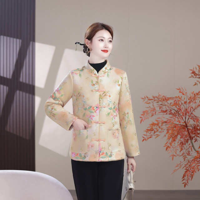 2025 New Autumn and Winter Women's Padded Cotton Clothes Mother's Tops Retro Style New Chinese Style National Style Mother's Warm Jacket