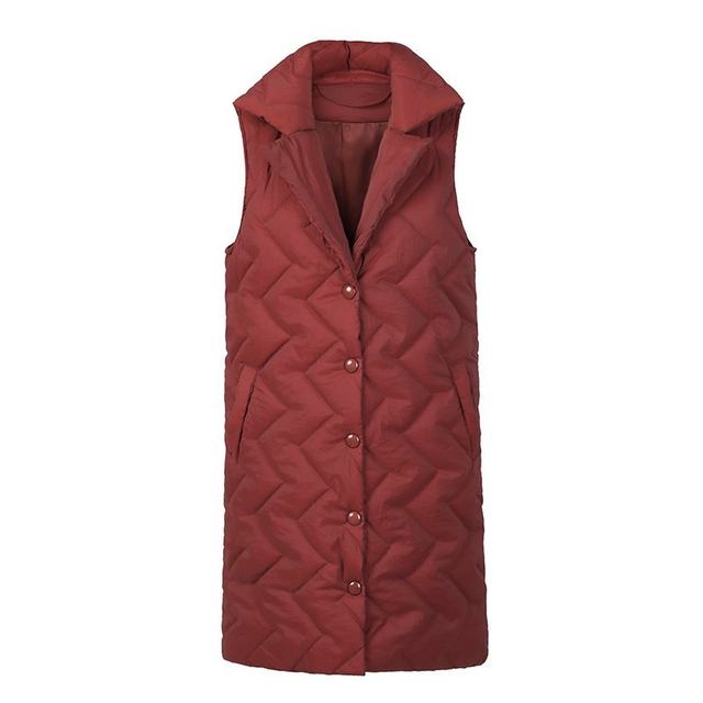 Autumn and winter new products, middle-aged women's long down cotton vest, foreign style mother's thickened outer suit collar, waistcoat and waistcoat