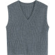 Lingxiu College style gray knitted vest winter popular style 2024 new V -neck loose wild sweater female

