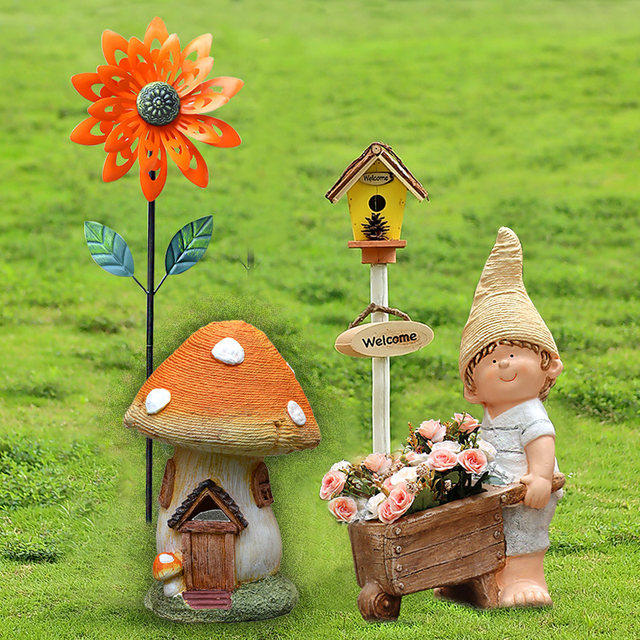 Creative garden courtyard yard flowers wrought iron windmill outdoor rotating gardening vegetable patch bed and breakfast landscaping decoration ornaments