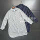 Foreign trade pure raw chiffon striped long sun protection white, black, blue versatile mid-length loose long-sleeved shirt