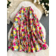 Oil painting printed skirt French retro niche design high waist fluffy skirt colorful mid-length floral skirt
