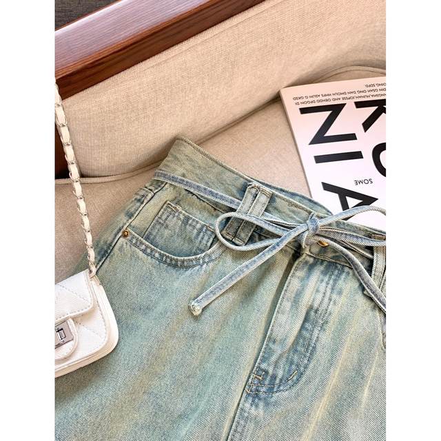Hong Kong style retro summer old design niche fur edge fishtail skirt mid-length skirt denim skirt women
