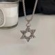 Retro hiphop European and American bar hip-hop trendy accessories double-sided hexagram necklace men and women titanium steel jewelry men