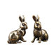 Retro brass pair of small lucky rabbits desktop decoration small ornaments twelve zodiac rabbit tea pet couple ornaments crafts