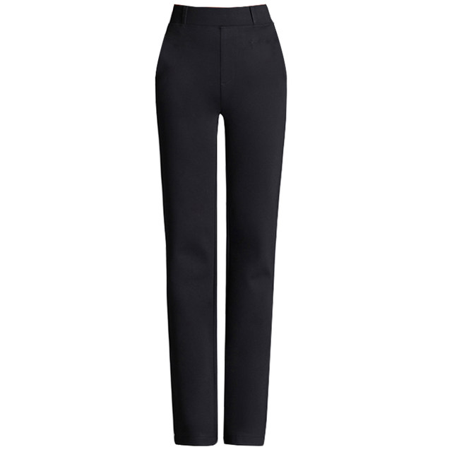 2025 autumn and winter four-way elastic high-waisted straight-leg pants for women, slim-fitting middle-aged and elderly mother's pants with thickened straight legs