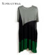 Fat lady large size women's clothing spring and summer new style splicing pattern five-point sleeve knitted thin dress 418119140