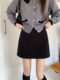 Black woolen short skirt for women in autumn new versatile Korean version high waist slim straight A-line skirt hip-covered skirt