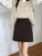 Black woolen short skirt for women in autumn new versatile Korean version high waist slim straight A-line skirt hip-covered skirt