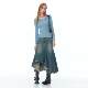 ziziFei American style irregular skirt mid-length high-waisted slim blue denim skirt for women
