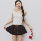 Andasaya double strap skirt pants miu sports puffy skirt short skirt black/heat