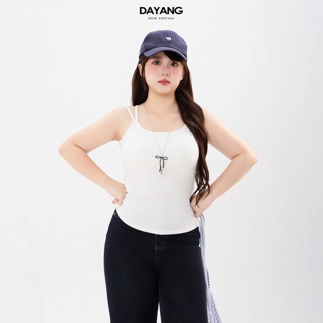 120Jin [Jin is equal to 0.5kg] Dayang fat mm knitted beautiful back camisole with chest pad for women summer and autumn outer wear sleeveless bottoming inner wear