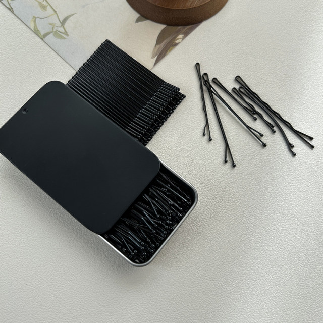 Black steel curved bangs one-word side clip broken hair clip headdress hair clip women's wire u-shaped clip simple