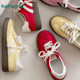 Hot wind mochi moral training shoes 2025 winter new popular red sneakers sports casual shoes thin sole women's shoes