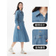 Hot air denim dress Spring 2025 new women's lapel denim long skirt American retro A-line umbrella skirt