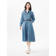 Hot air denim dress Spring 2025 new women's lapel denim long skirt American retro A-line umbrella skirt