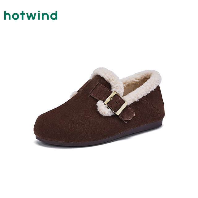 Hot Air Velvet Birkenstock Shoes 2025 Winter New Brown Retro Furry Shoes Versatile Cotton Shoes Casual Women's Shoes