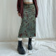 ROCKMORE retro artistic vintage printed scented skirt niche wave edge straight midi skirt
