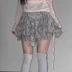 ROCKMORE solid color lace spliced ​​pleated skirt versatile and irregular short skirt