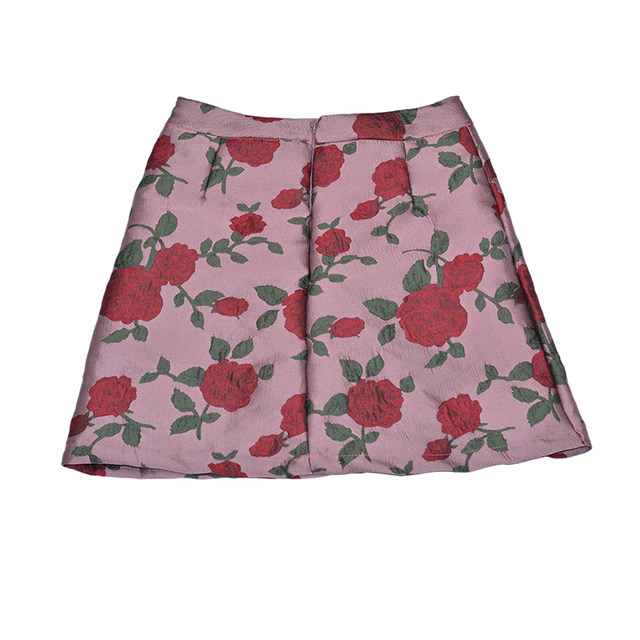 beaushare<Sunset Rose> Retro printed hip-pack skirt A-line skirt 2022 spring and autumn high waist short skirt