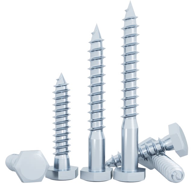 External hexagonal self-tapping screws, coarse tooth, extended self-drilling furniture screws, M6M8M10M12 galvanized self-tapping wood bolts