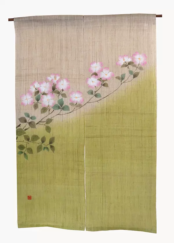 日式暖帘京都工坊花水木手描手作和风门帘布艺日本