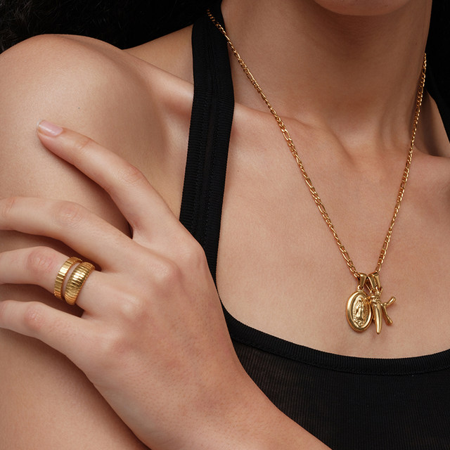 European and American fashionable simple niche gear stripes versatile personality stacking ring