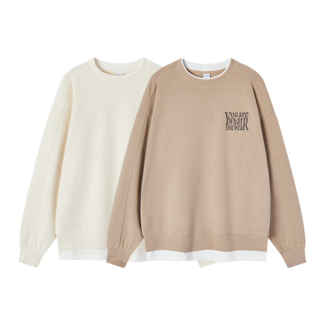 Semir sweatshirt women's letter printing autumn 2024 new loose fake two-piece pullover simple hat-free top trendy