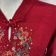 Red cheongsam collar embroidered knitted bottoming shirt mother's wear long-sleeved winter sweater middle-aged and elderly style thickened top