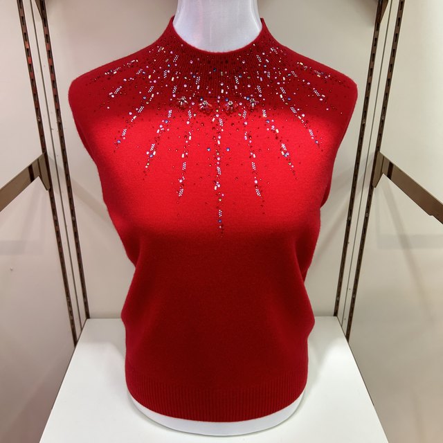 100%pure woolen sweater autumn and winter half -high -collar drill sweater Mom dressing knitted women's middle -aged and elderly bottom shirt