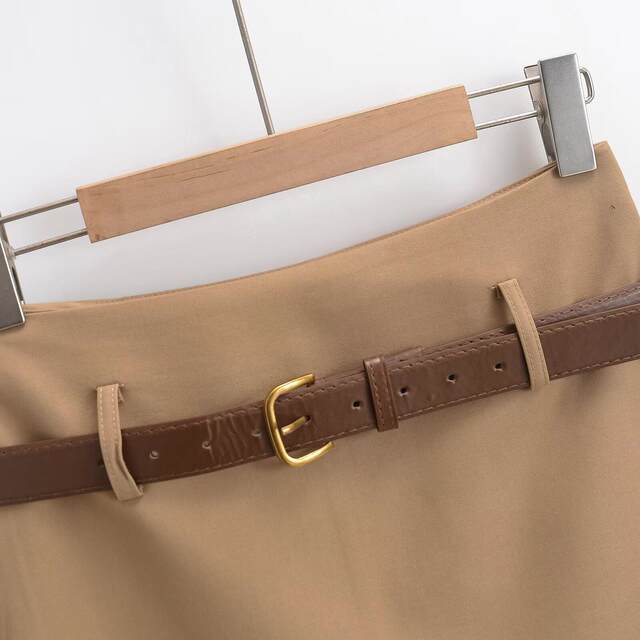 Cotton retro British low waist solid color hip skirt old belt anti-exposure hot girl one-step skirt suit short skirt