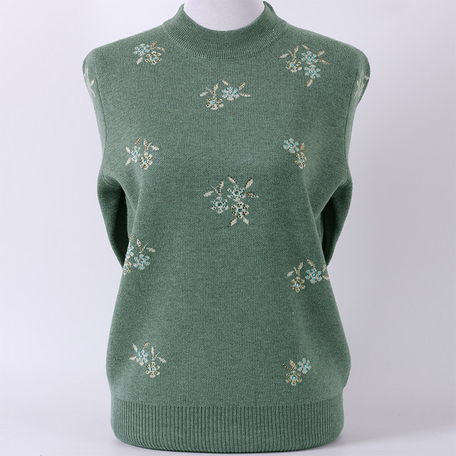 Middle-aged and elderly women's sweater thickened half-high neck pullover sweater grandma sweater knit top