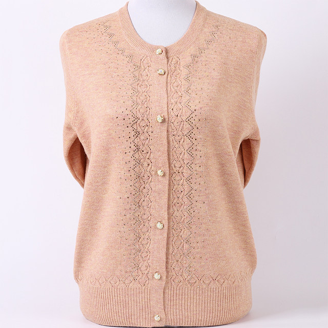 Middle-aged and elderly women's autumn and winter mother's sweater long-sleeved round neck knitted cardigan grandma's wool bottoming shirt top clothes