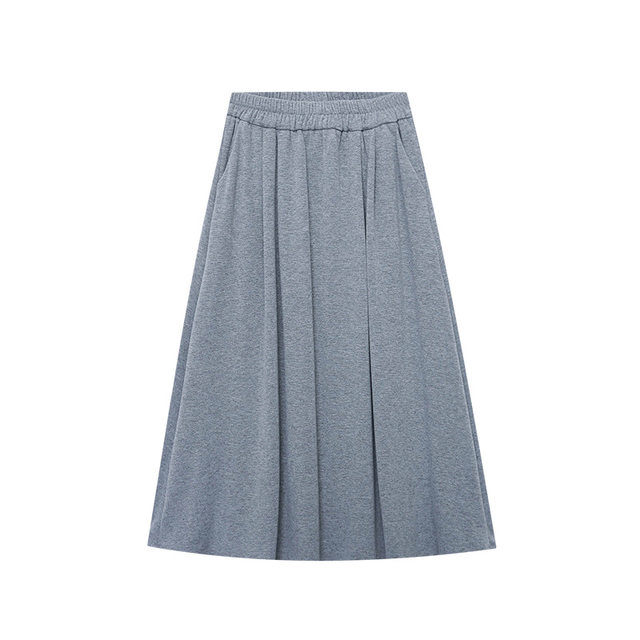 Commuter style paper sheet soft glutinous long skirt for women in autumn and winter French temperament elastic waist draped slim a-line skirt