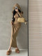 YOUNGGIRLDAY pure desire sexy body, thin round neck long -sleeved bottom knitted hip skirt
