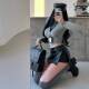 YoungGirlDay American hot girl sexy low waist zipper slit anti-exposure hip pu leather skirt short skirt