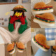 Thin strips of fun and cute hamburger cotton slippers for men and women, winter student creative plush warm couple home cotton shoes