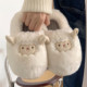 Thin strips of soft and cute warm plush all-inclusive heel cotton slippers winter ladies indoor home non-slip confinement shoes