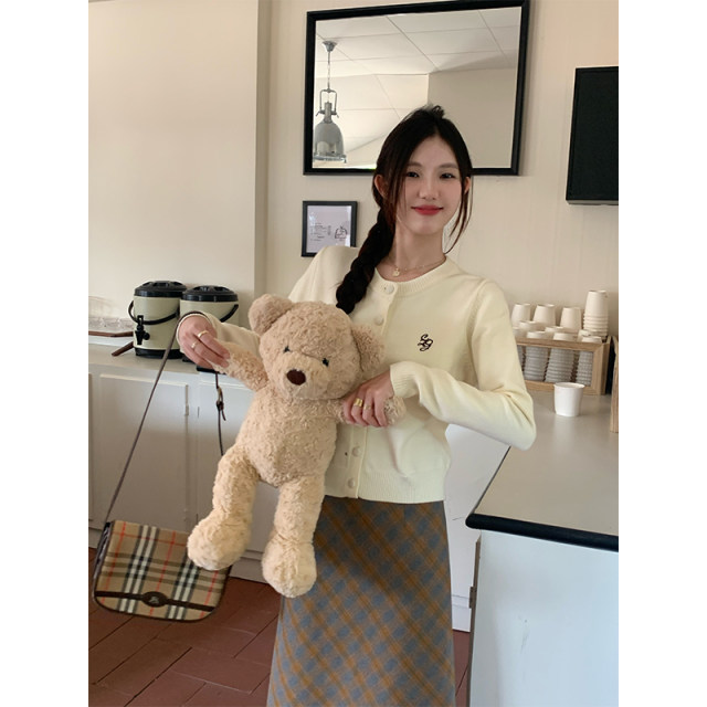 cozy days retro checkered long skirt 2025 autumn new slit A-line high-waisted skirt for women long winter
