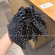 Double-layer polka-dot bow hairpin for women with full back of head shark clip ponytail grabber half-tied high-end hair accessory