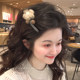 Milk tea color flower wool hair clip side clip cute hair clip side sweet forehead bangs clip autumn and winter new clip